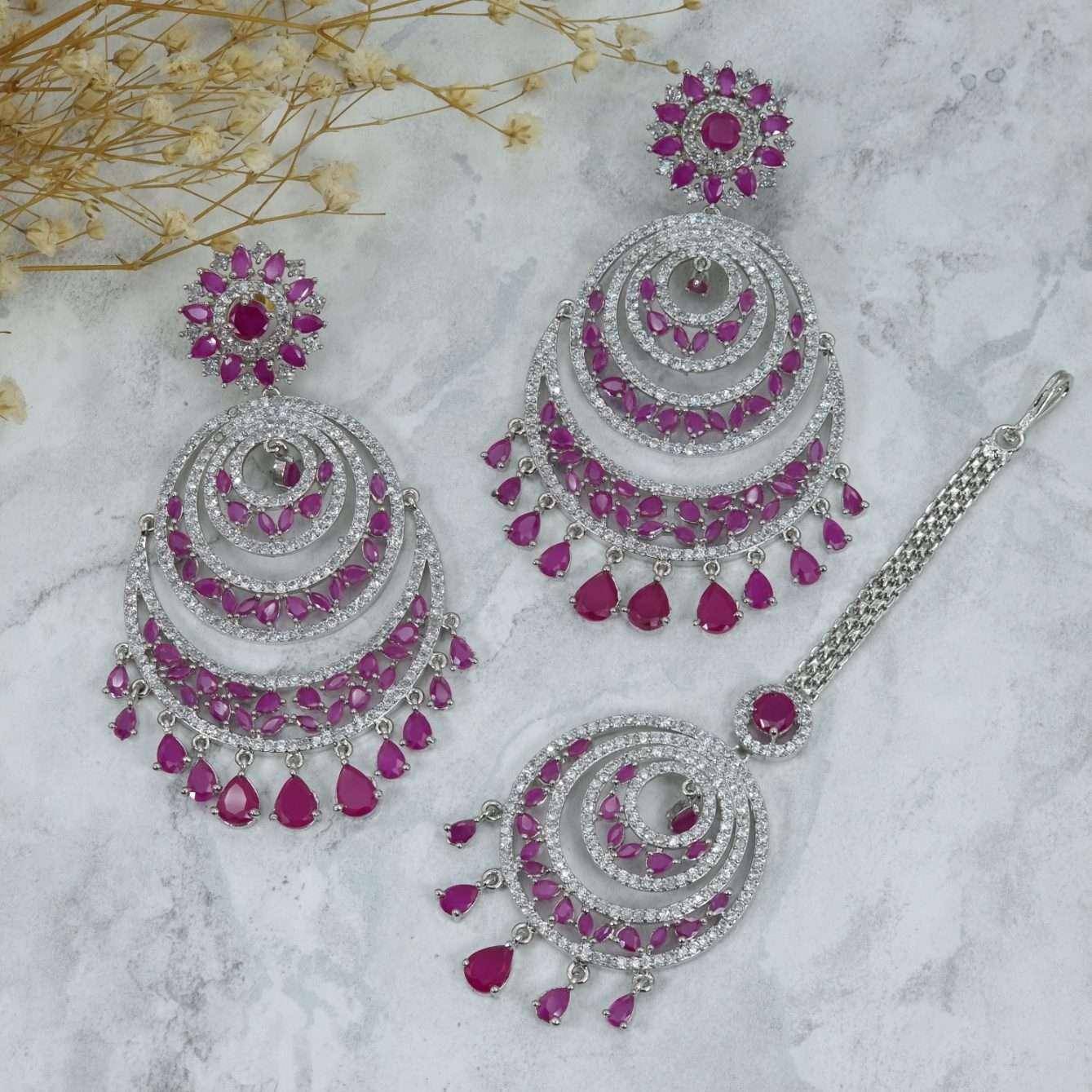 Kiran Tikka Set Fuchsia - Fancy Fab Jewels