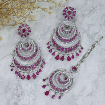 Kiran Tikka Set Fuchsia - Fancy Fab Jewels