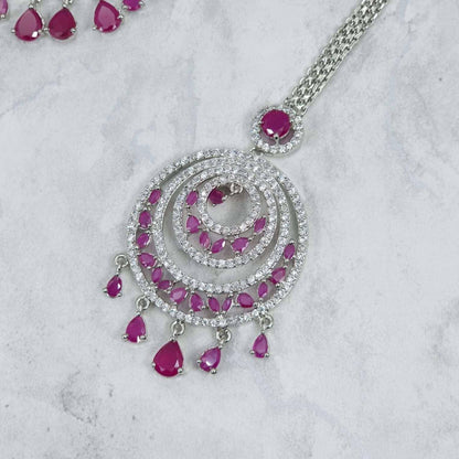 Kiran Tikka Set Fuchsia - Fancy Fab Jewels