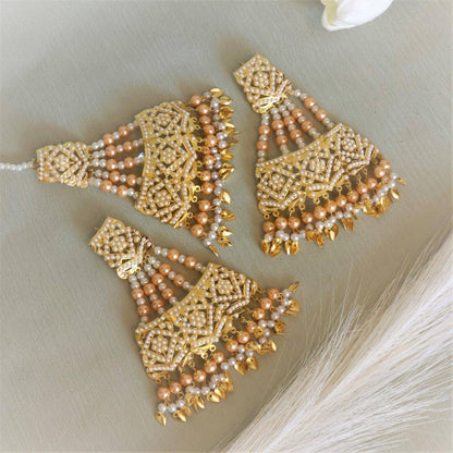 Heer - Jadau Earrings Tikka Set - Fancy Fab Jewels