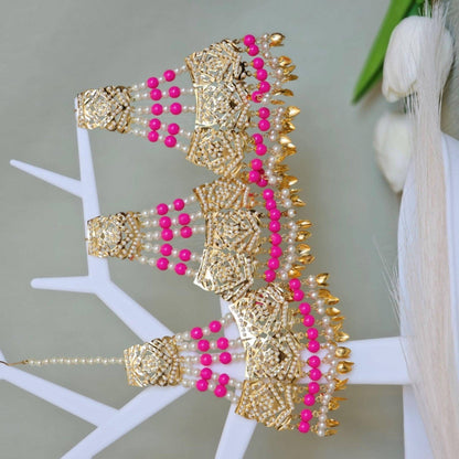 Heer - Jadau Earrings Tikka Set - Fancy Fab Jewels