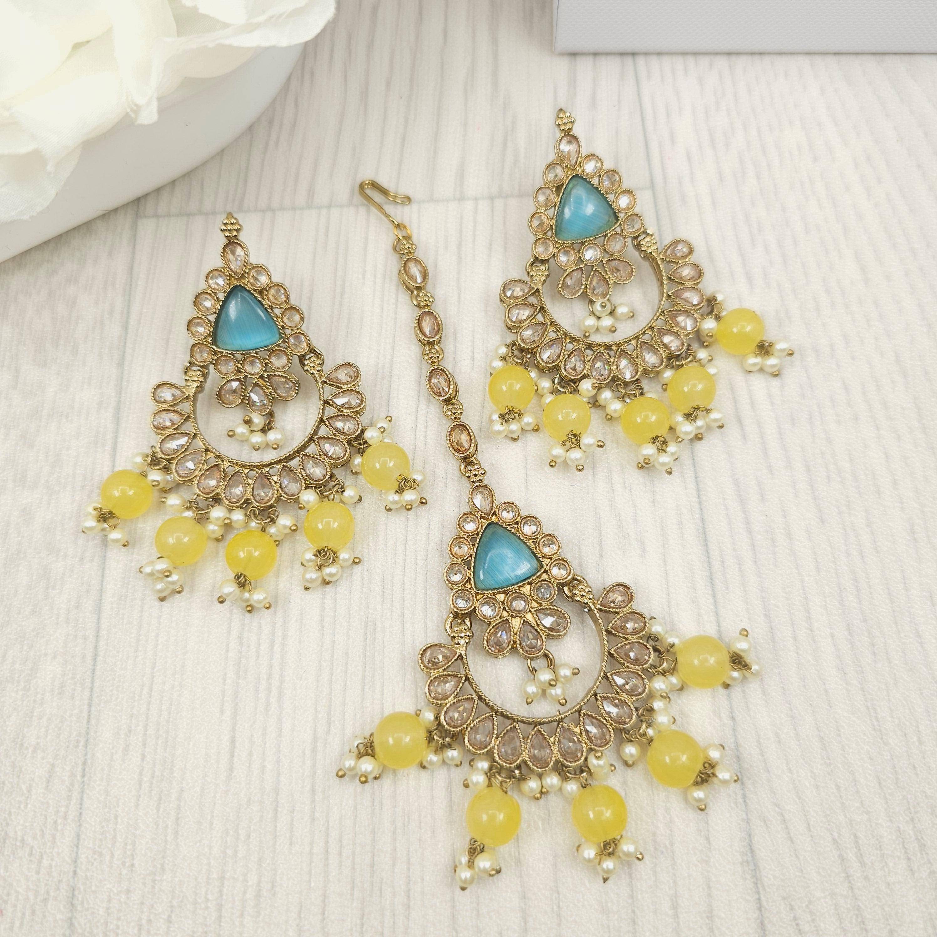 Sharia Earrings and Tikka Set - Fancy Fab Jewels