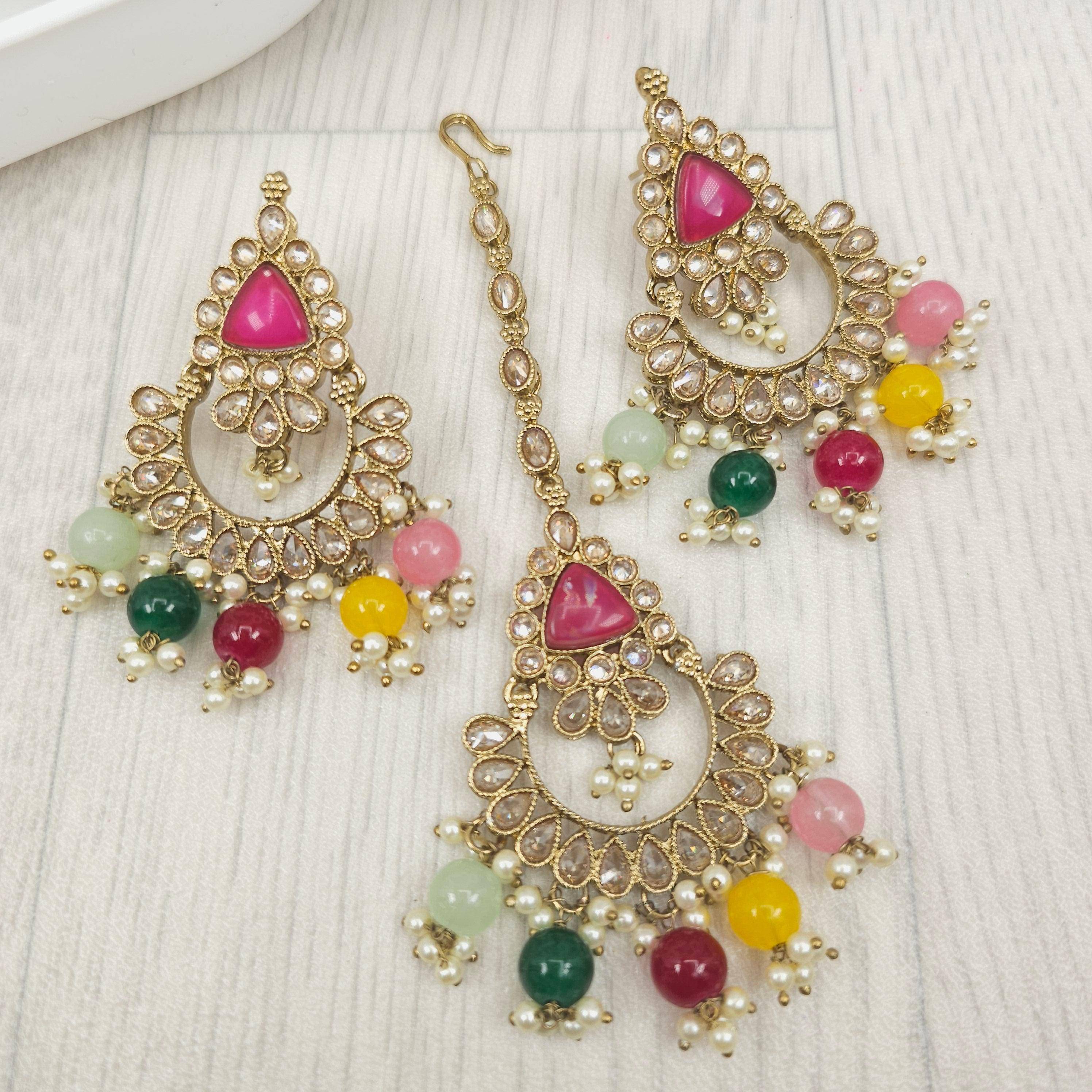 Sharia Earrings and Tikka Set - Fancy Fab Jewels