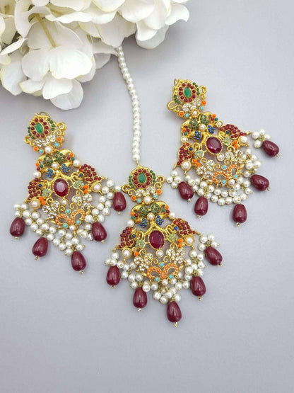 Navratan Gold plated Tikka Set - Fancy Fab Jewels