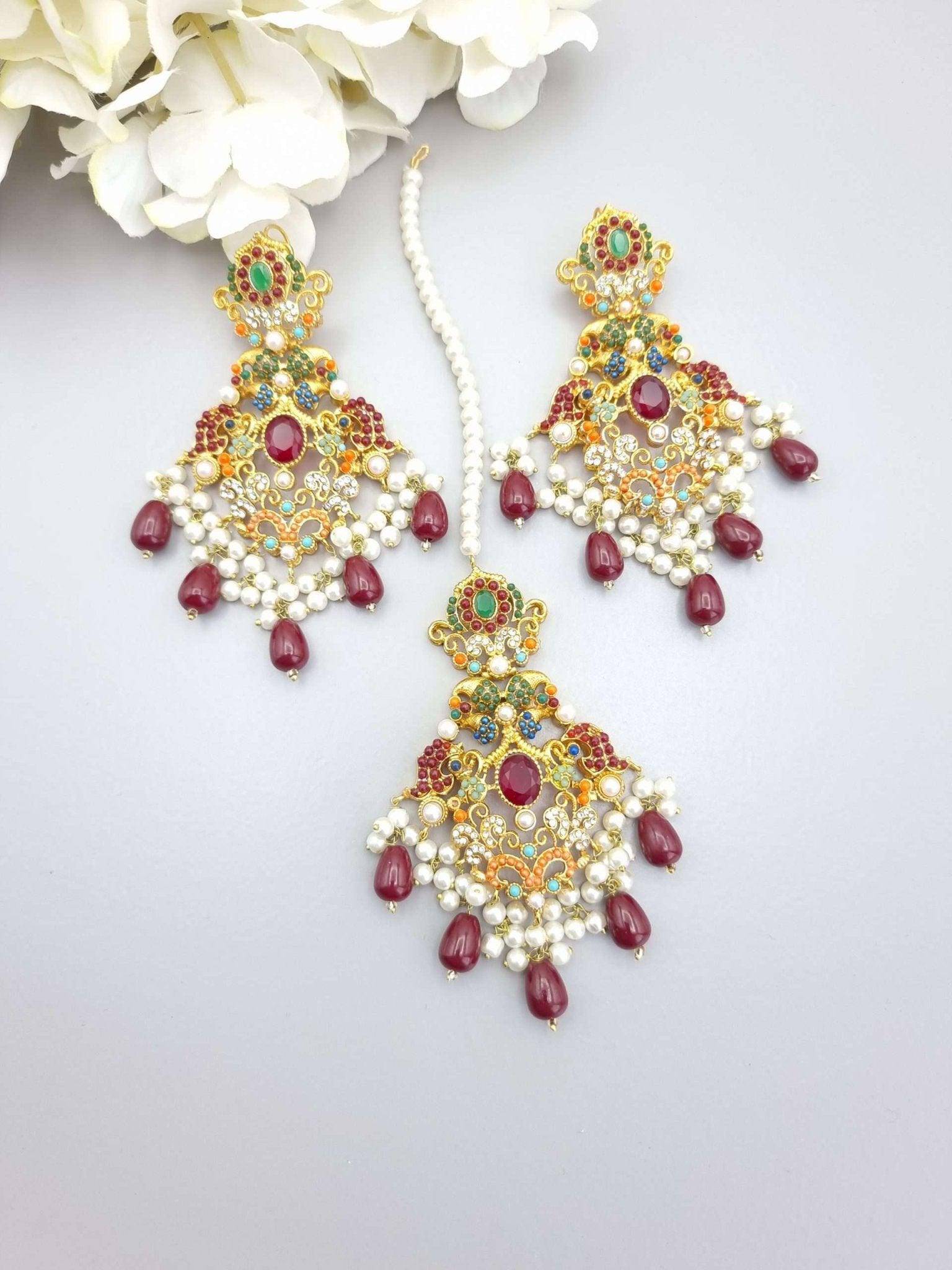 Navratan Gold plated Tikka Set - Fancy Fab Jewels