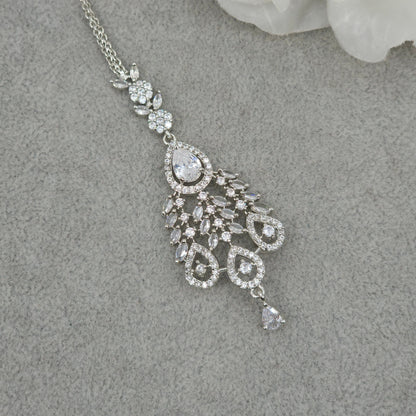 fancy fab Jewels Tikka Silver Small American Diamond Mangtikka