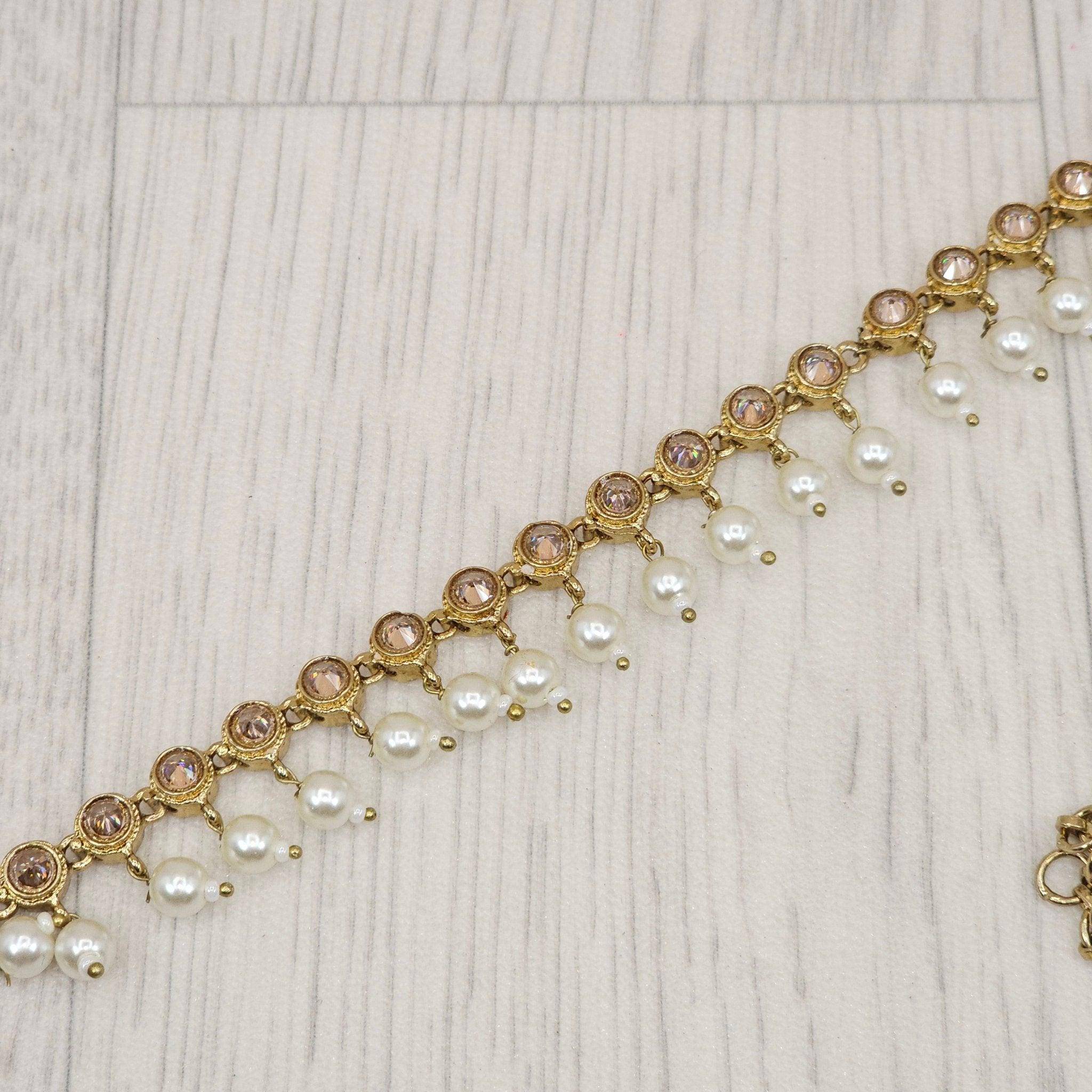 Maya - Antique Gold Polki Pearl Detail Indian Waist Chain - Fancy Fab Jewels