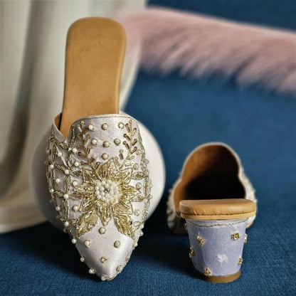 fancyfab Jewels womens jutti Swara - Off White Women's Bridal Bridal Heel Mules