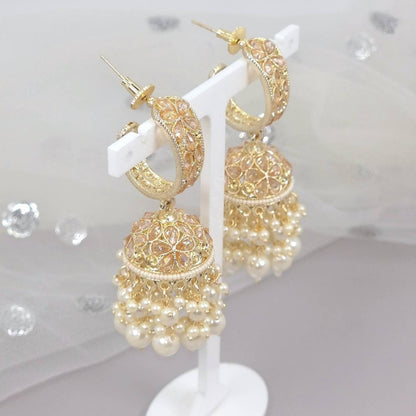 Geet - Polki Diamond Jhumki Earrings - Fancy Fab Jewels