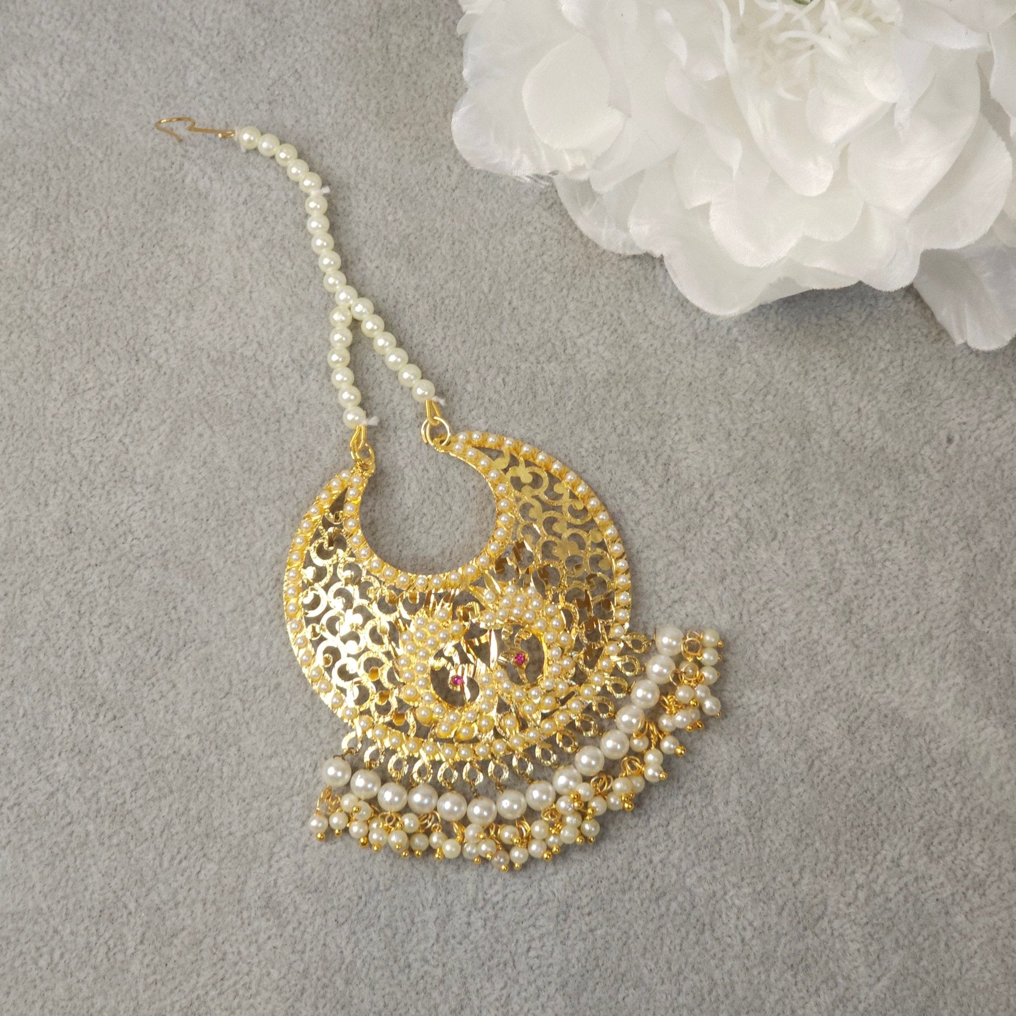 Gold Plated Punjabi Jadau Maang Tikka - Fancy Fab Jewels