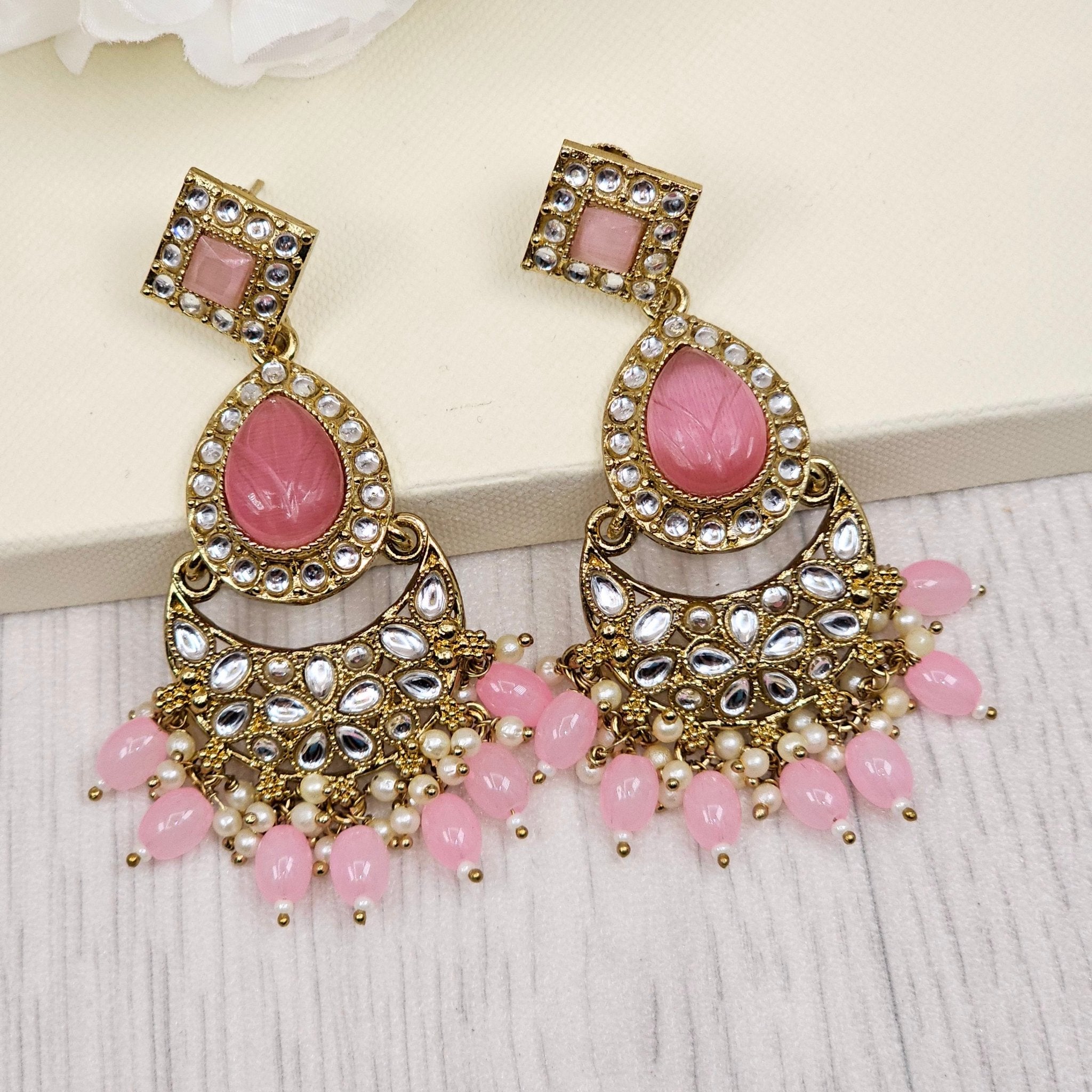 Pearl drop gold earrings