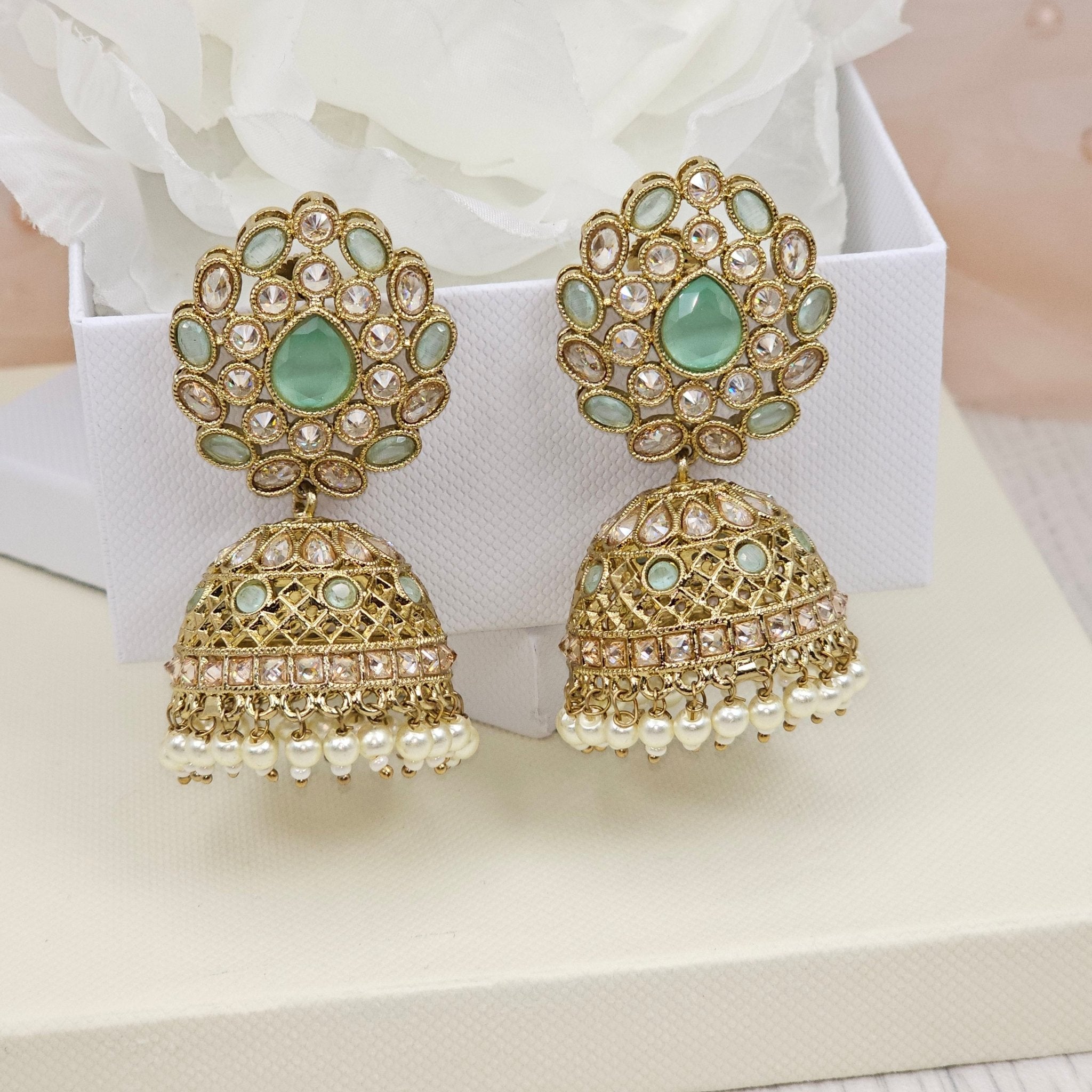 Heer Antique Gold Polki Jhumki Earrings - Fancy Fab Jewels