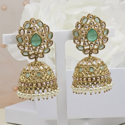 Heer Antique Gold Polki Jhumki Earrings - Fancy Fab Jewels