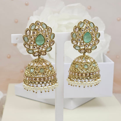 Heer Antique Gold Polki Jhumki Earrings - Fancy Fab Jewels