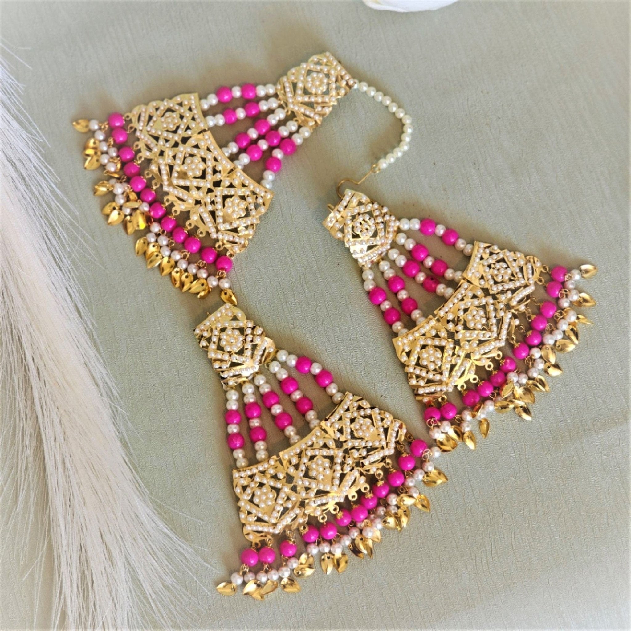 Heer - Jadau Earrings Tikka Set - Fancy Fab Jewels