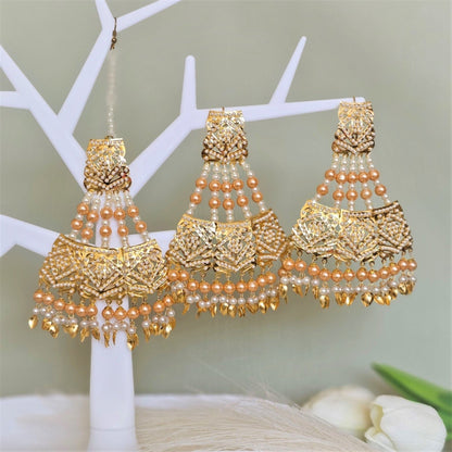 Heer - Jadau Earrings Tikka Set - Fancy Fab Jewels