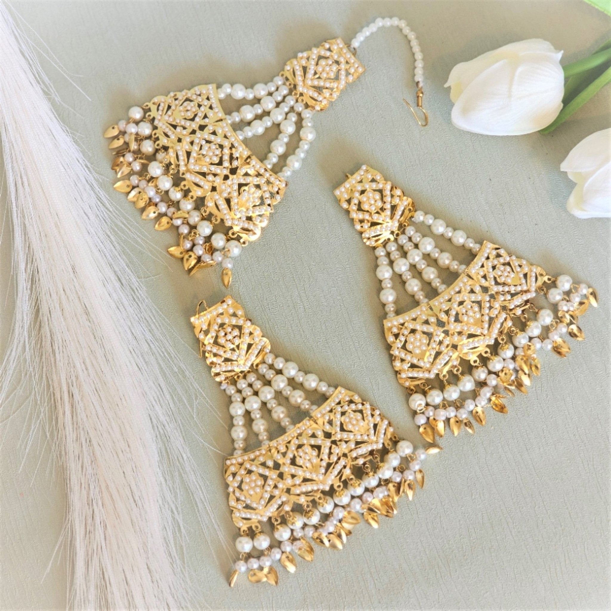 Heer - Jadau Earrings Tikka Set - Fancy Fab Jewels