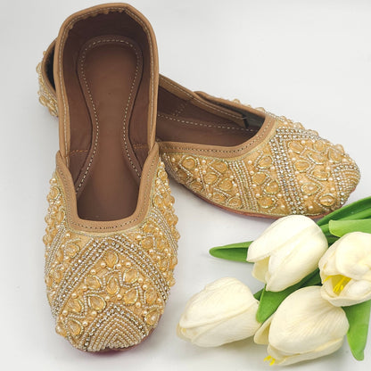 Jhilmil Gold Embelised Bridal Juttis - Fancy Fab Jewels