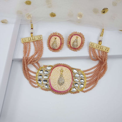 Kundan Choker Necklace Set with Stud Earrings - Fancy Fab Jewels