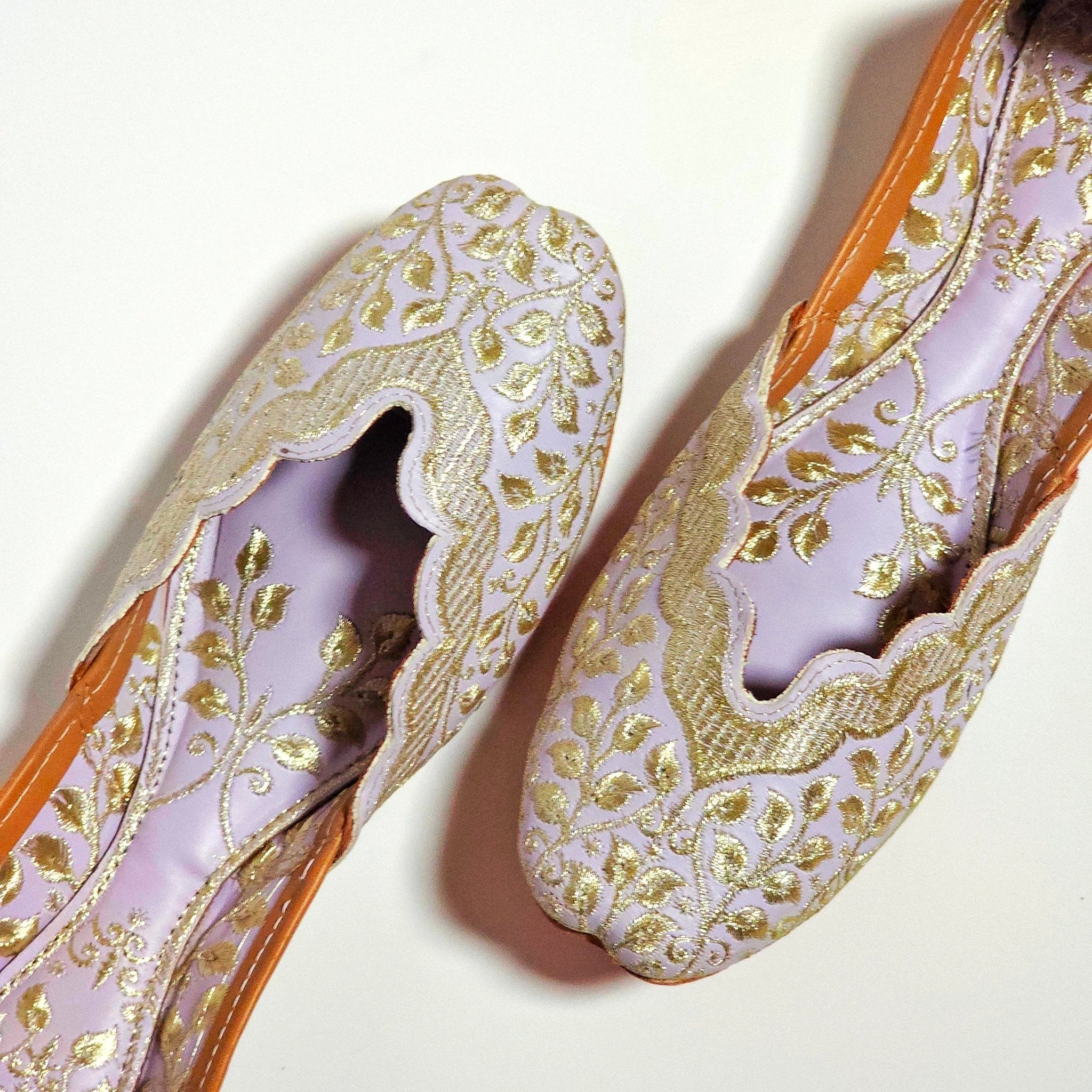 Lilac Double Cushion Zari Work Handcrafted Jutti - Fancy Fab Jewels