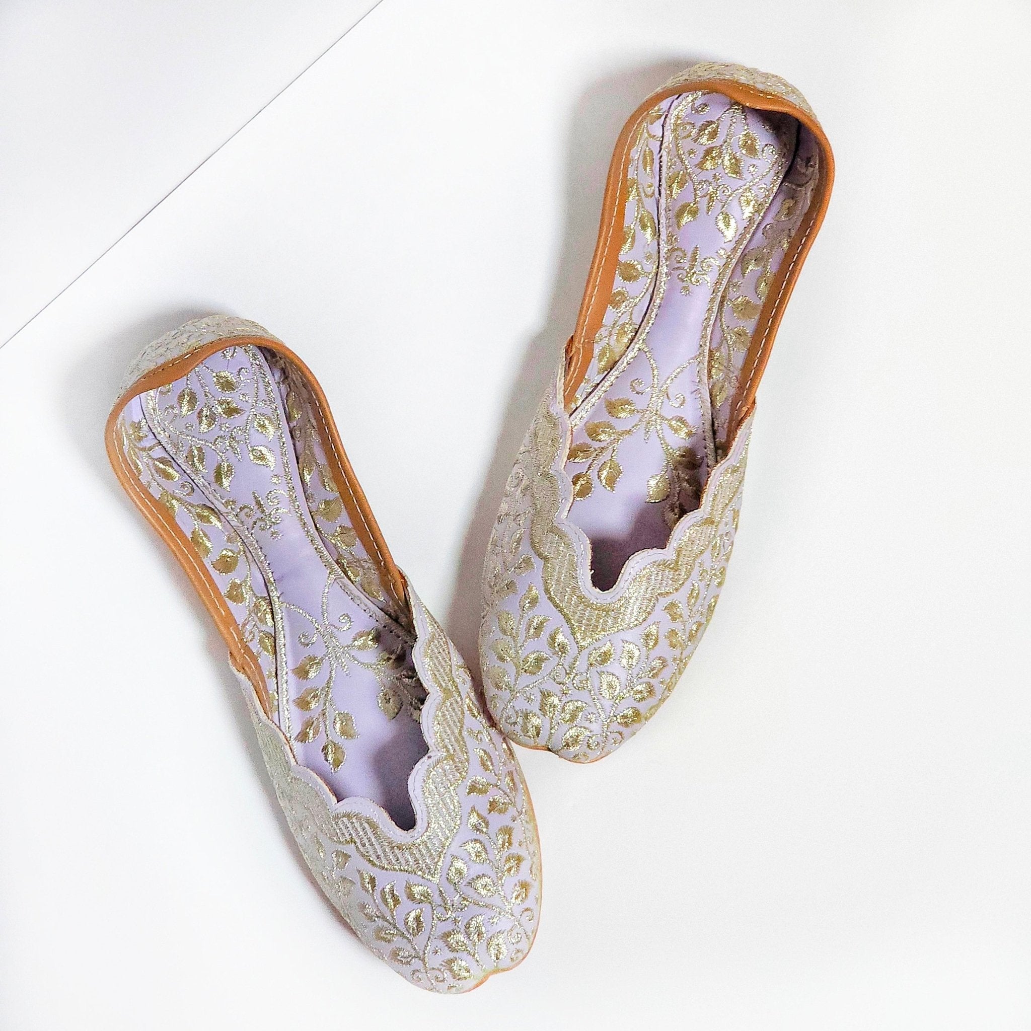 Lilac Double Cushion Zari Work Handcrafted Jutti - Fancy Fab Jewels