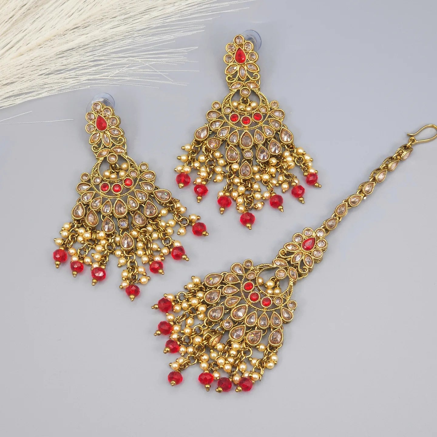 Meera Earrings and Tikka Set - Fancy Fab Jewels