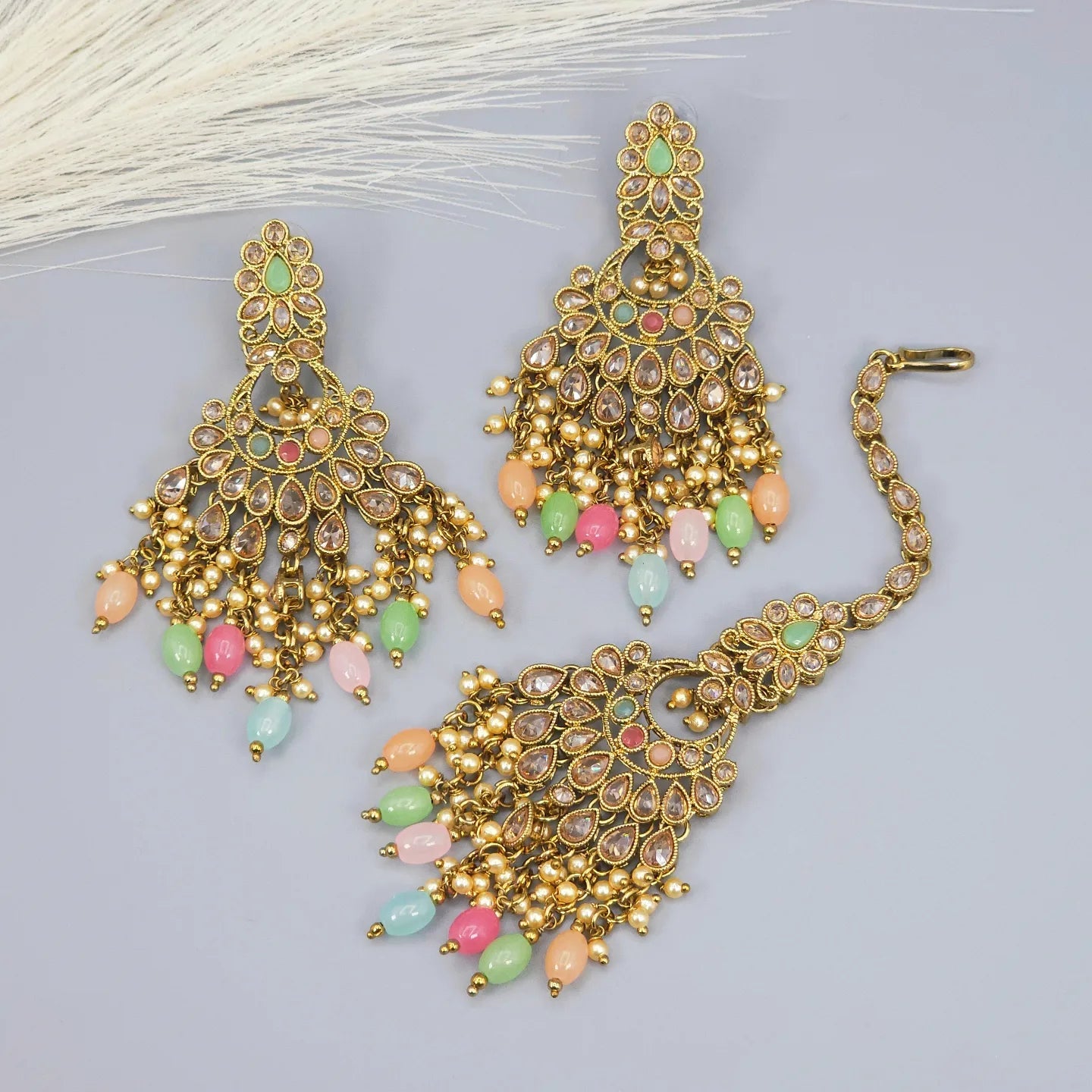 Meera Earrings and Tikka Set - Fancy Fab Jewels