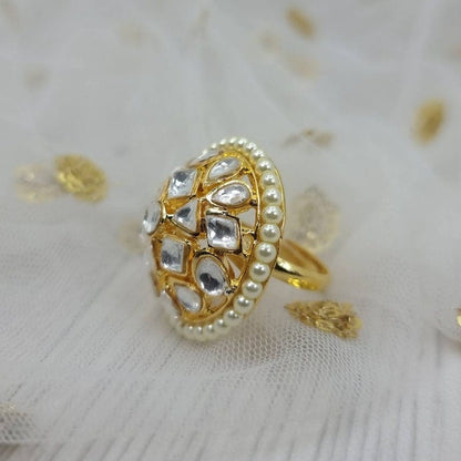 Meera Kundan Statement Ring - Fancy Fab Jewels