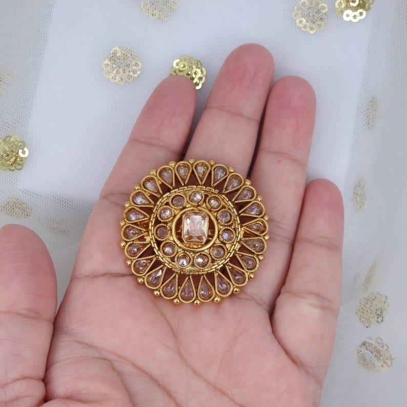 Mia Polki Mandala Statement Ring - Golden - Fancy Fab Jewels