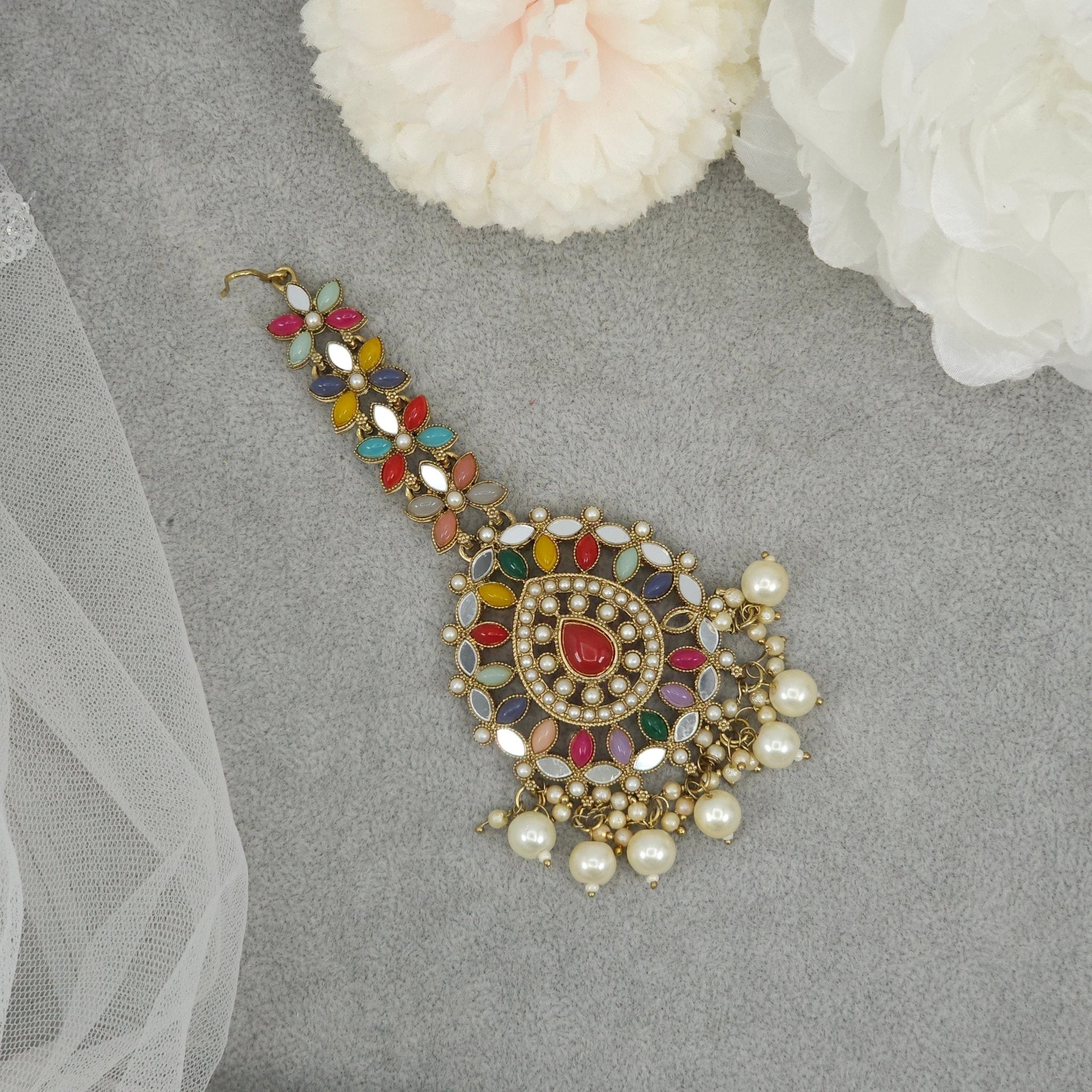 Mirror Maang Tikka - Multicolor - Fancy Fab Jewels