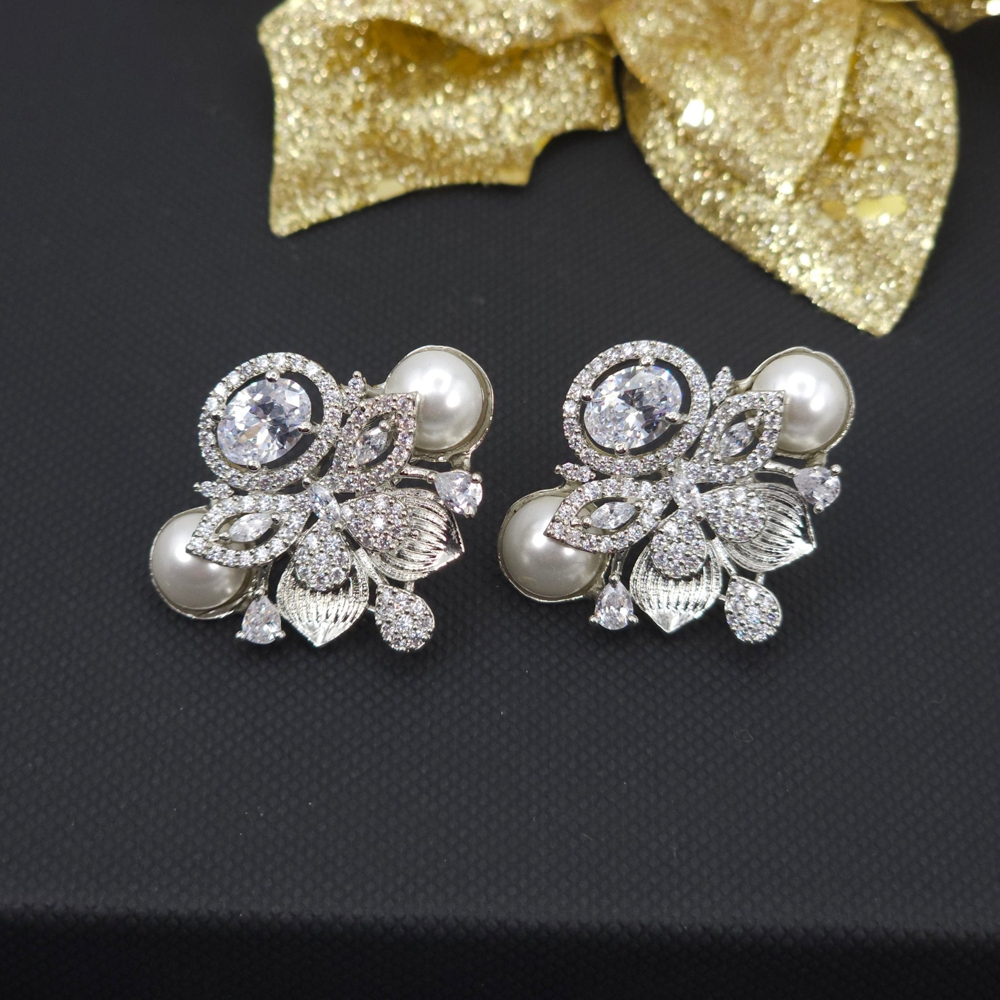 Mogra - American Diamond Stud Earrings - Fancy Fab Jewels