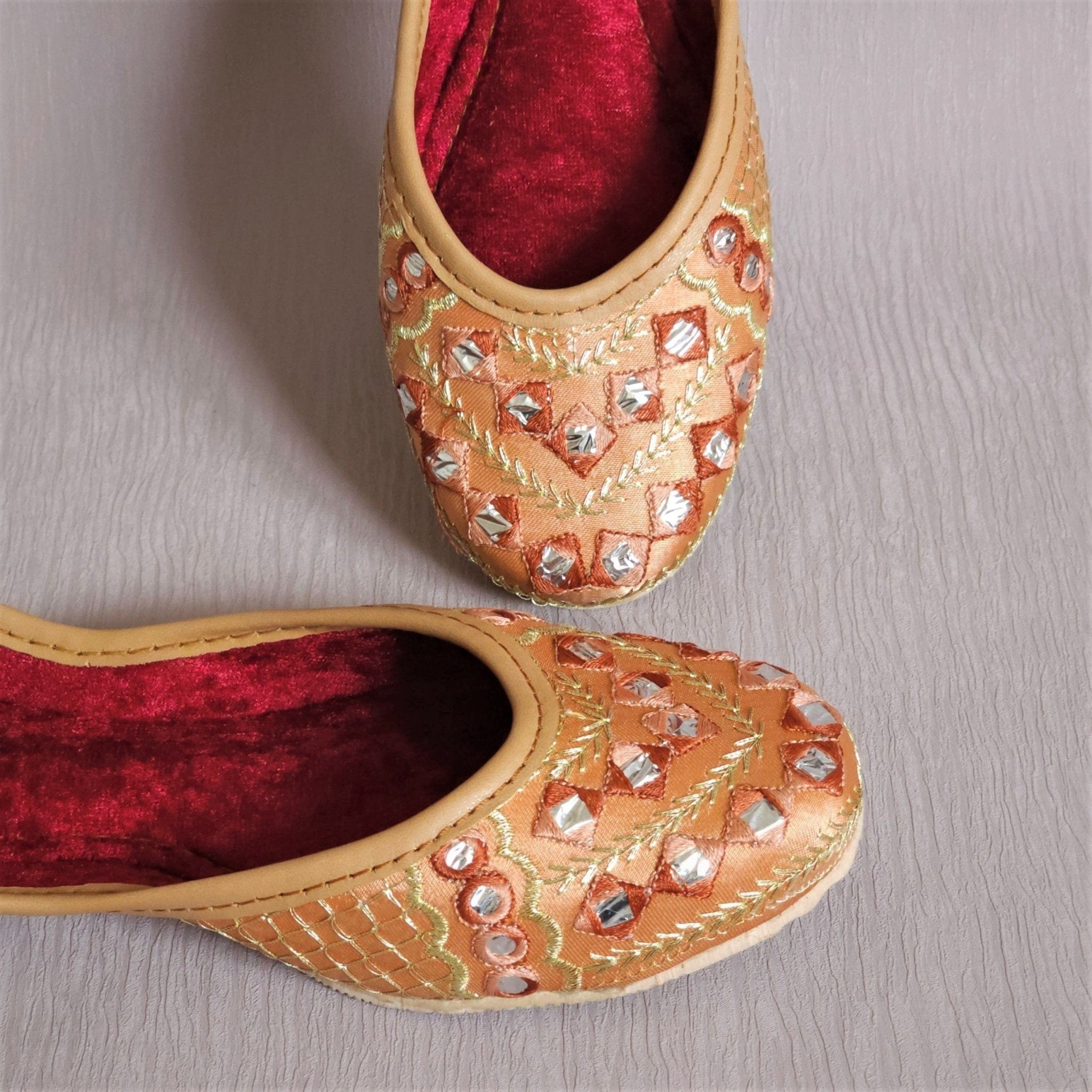Mushq - Peachy Gold Ballerina Jutti Shoes - Fancy Fab Jewels