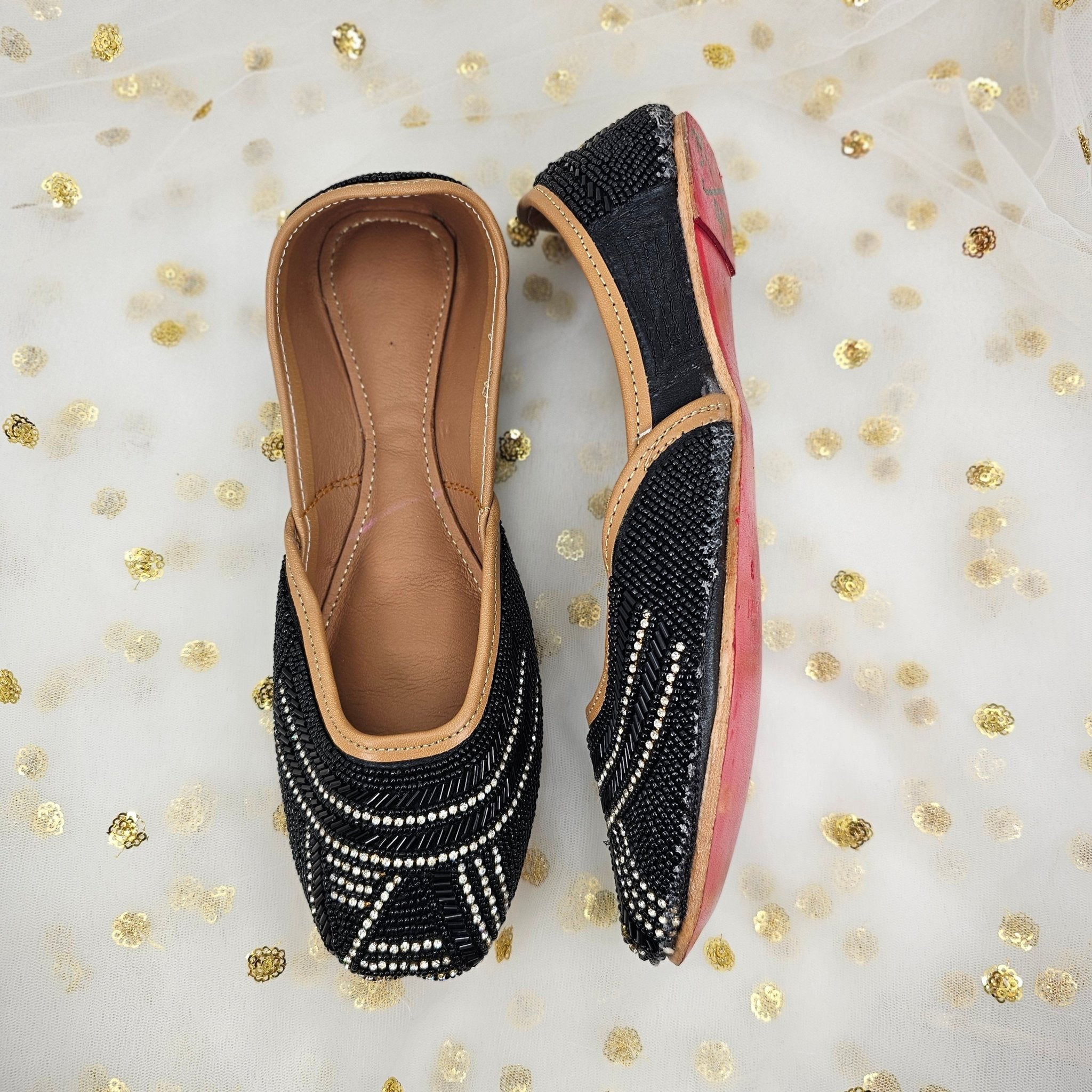 Nightingale Black Embroidered Juttis - Fancy Fab Jewels