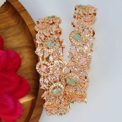 Pair of Rose Gold Bangles - Mint Pink - Fancy Fab Jewels
