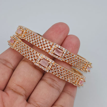 Pair of Rose Gold Bangles - Pink - Fancy Fab Jewels