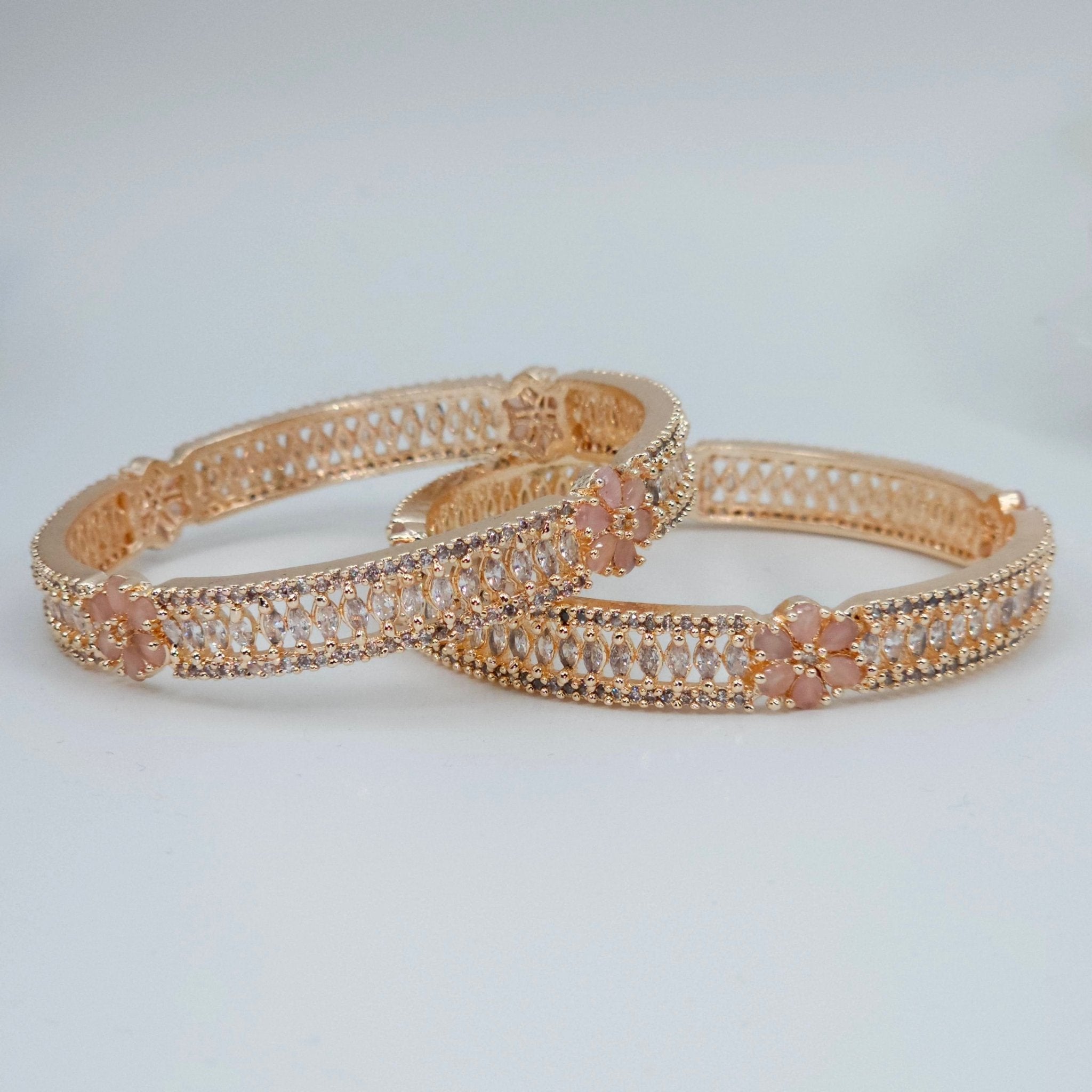 Pair of Rose Gold Bangles - Pink - Fancy Fab Jewels