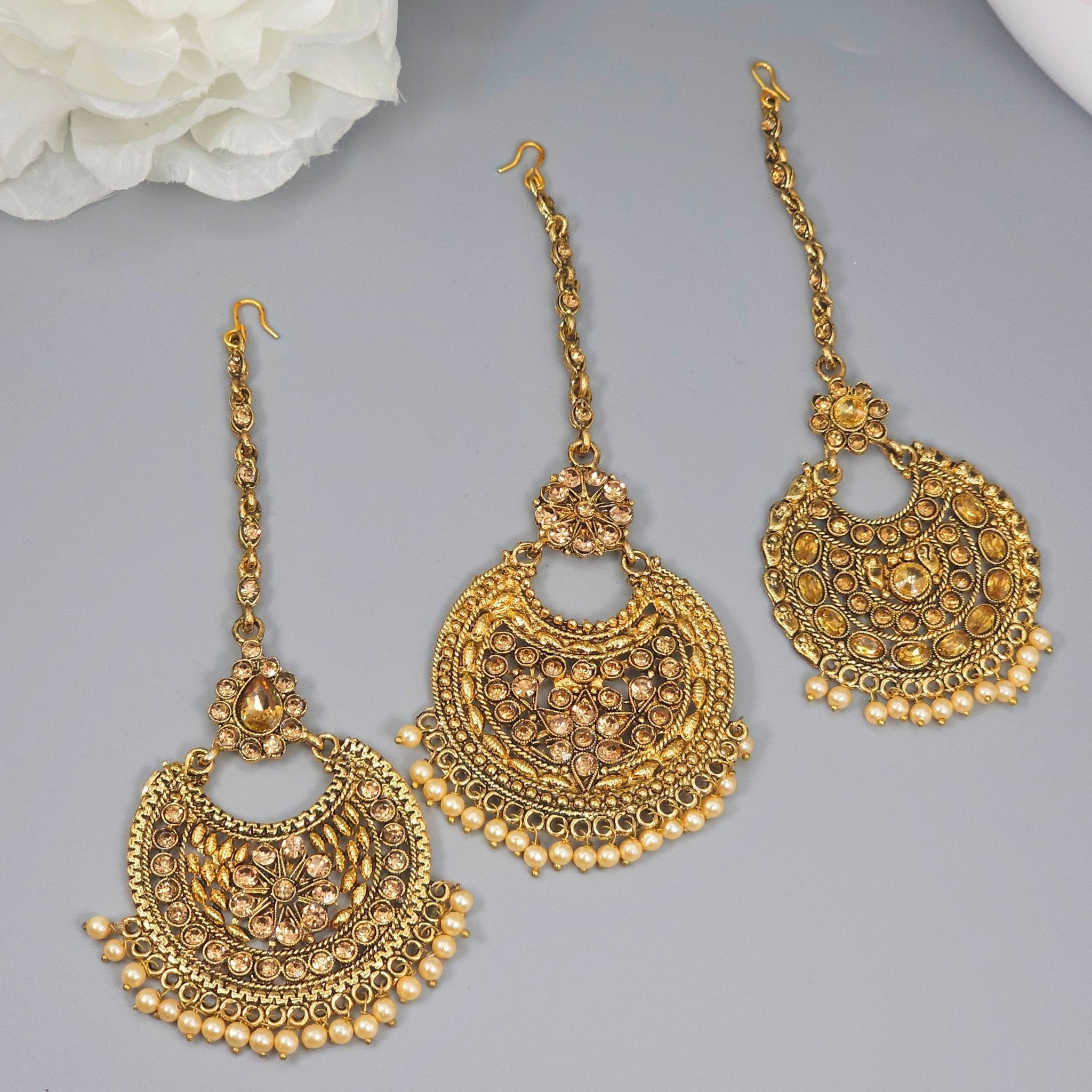 Palak Antique Gold Polki Mangtikka - Fancy Fab Jewels