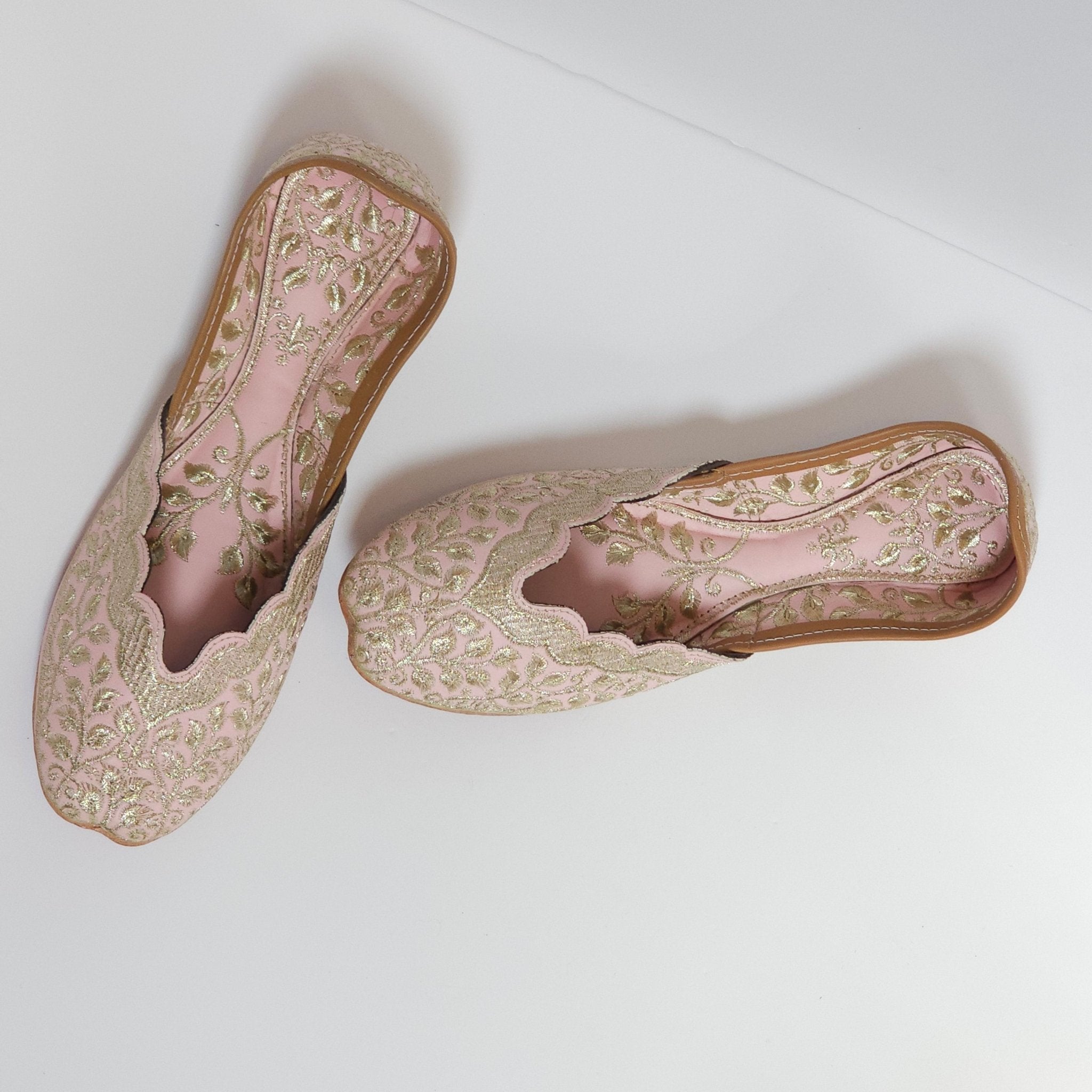 Pink Double Cushion Zari Work Handcrafted Jutti - Fancy Fab Jewels