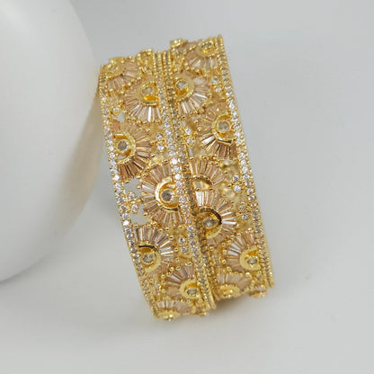 Priya - Gold plated American Diamond Bangles - Fancy Fab Jewels