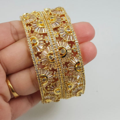 Priya - Gold plated American Diamond Bangles - Fancy Fab Jewels