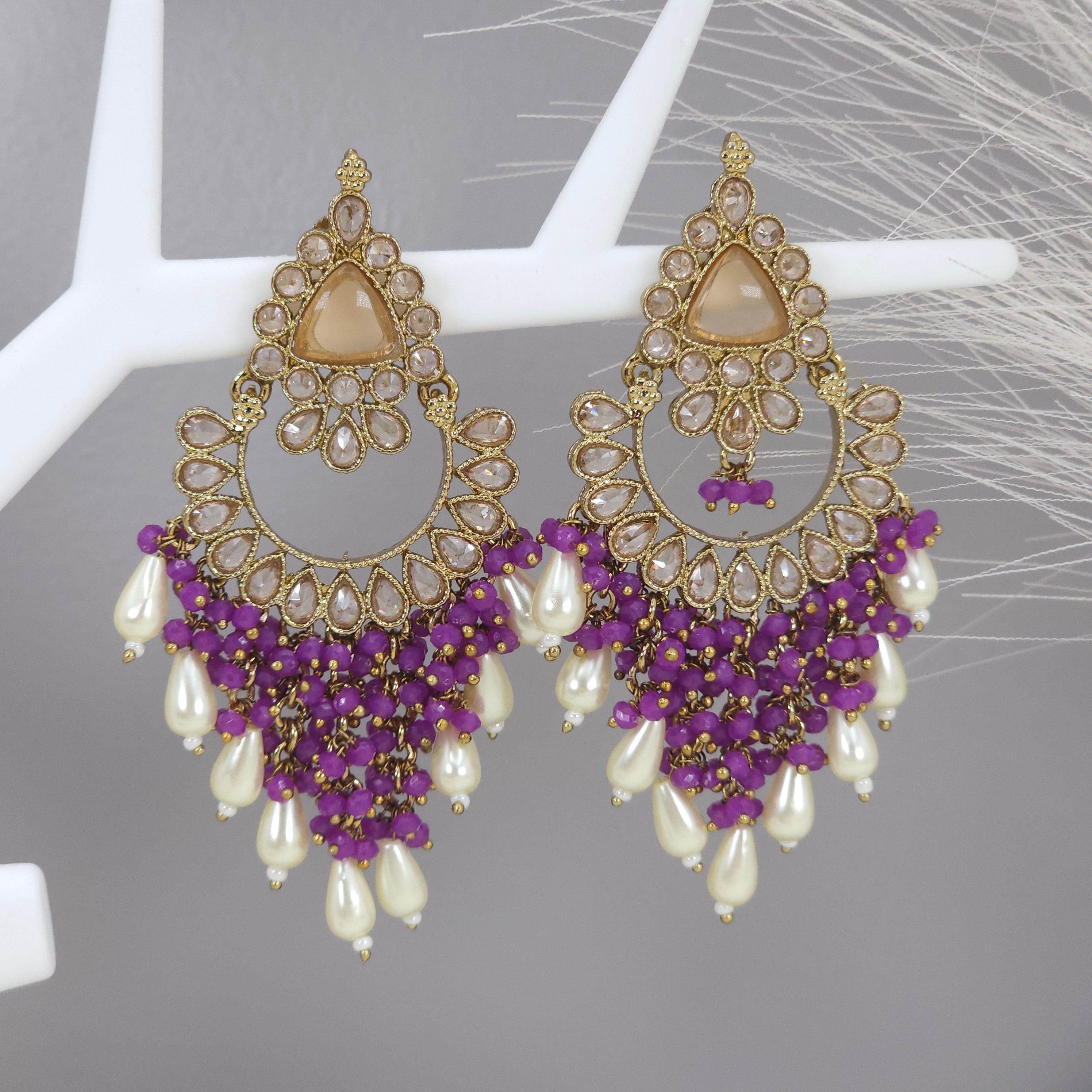 statement earrings purple