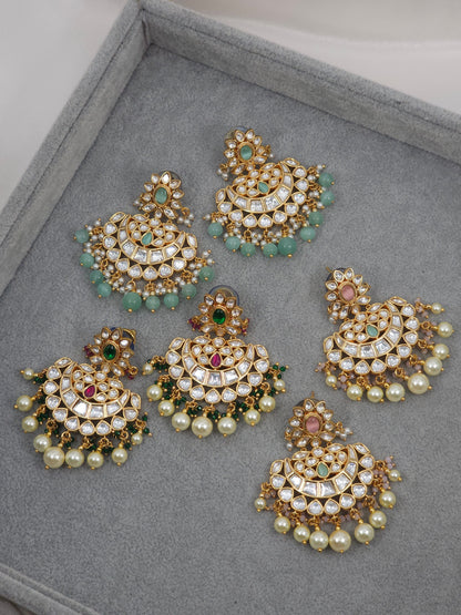 Hafsa Moissanite Polki Chandbali Earrings – Earrings | Fancy Fab Jewels UK