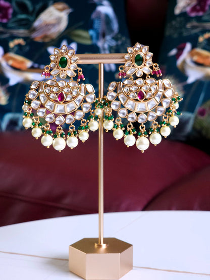 Hafsa Moissanite Polki Chandbali Earrings – Earrings | Fancy Fab Jewels UK