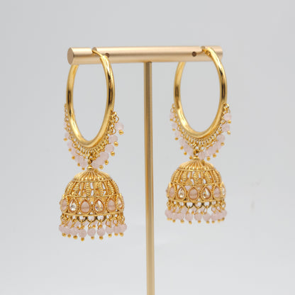 Meera Antique Gold Polki Jhumki Bali Earrings