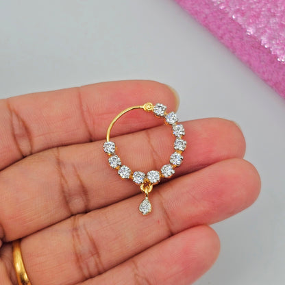 1.5cm wide American Diamond Pierced Nose Ring