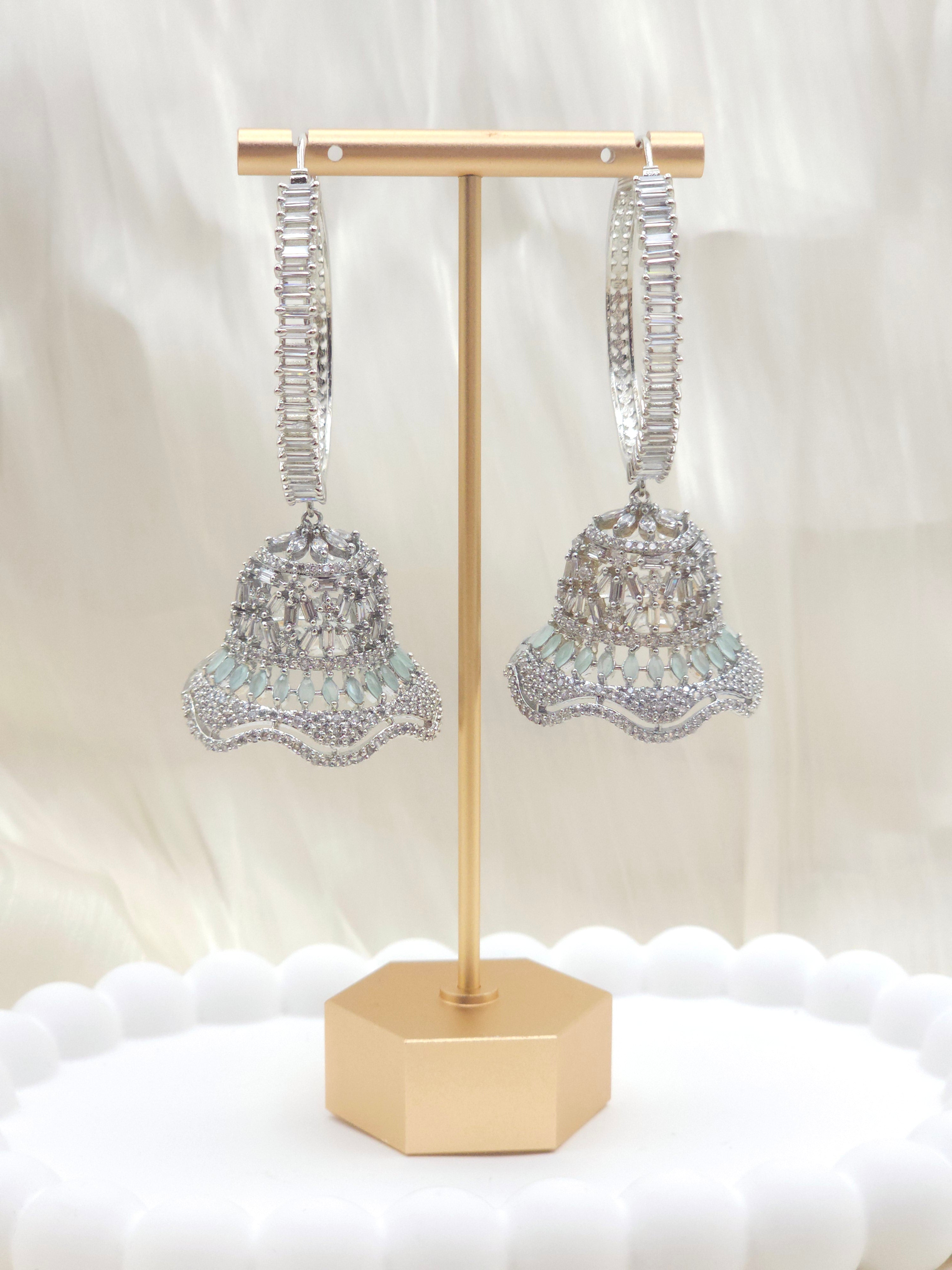 Tulip- AD Hoop Jhumka Earrings
