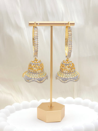 Tulip- AD Hoop Jhumka Earrings