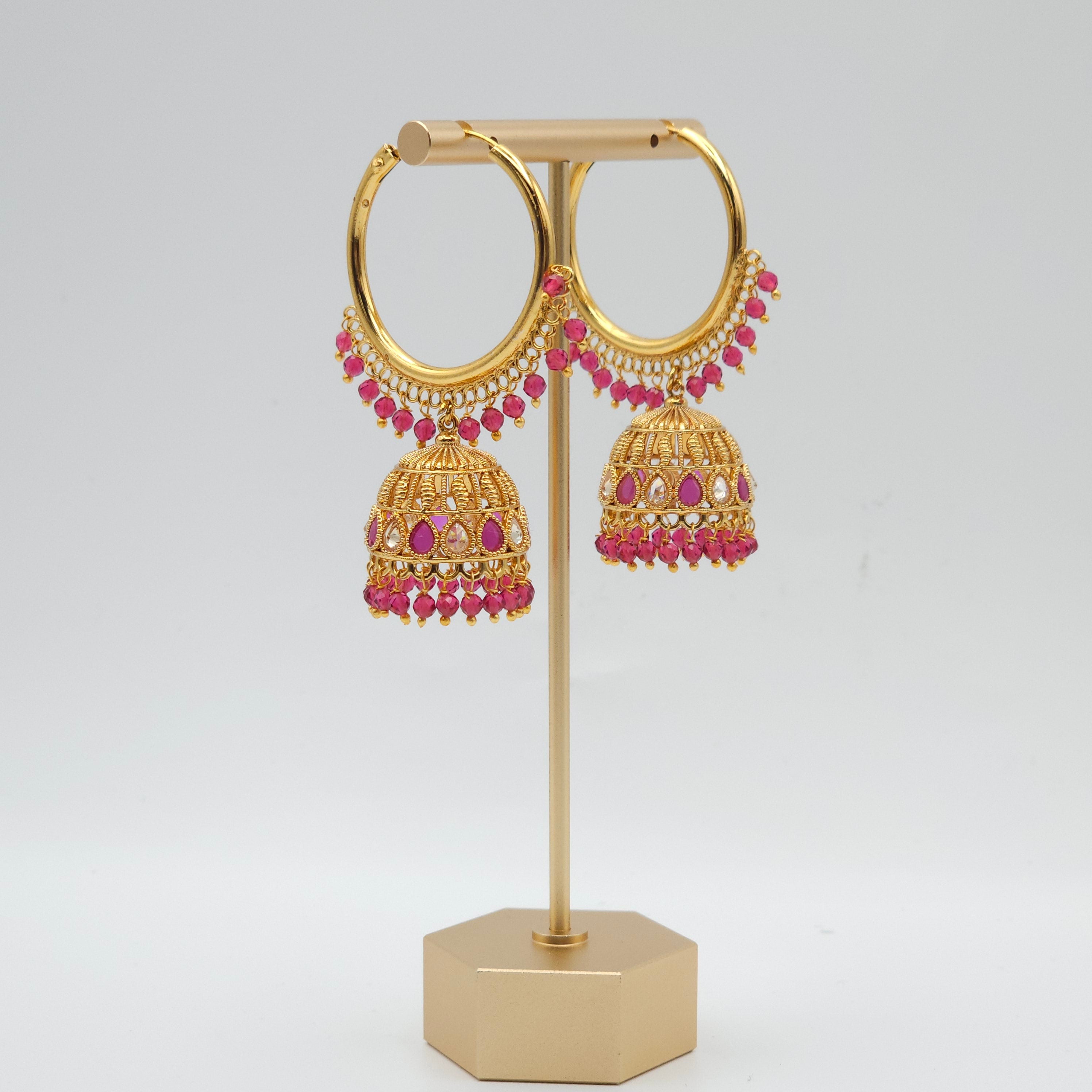 Meera Antique Gold Polki Jhumki Bali Earrings