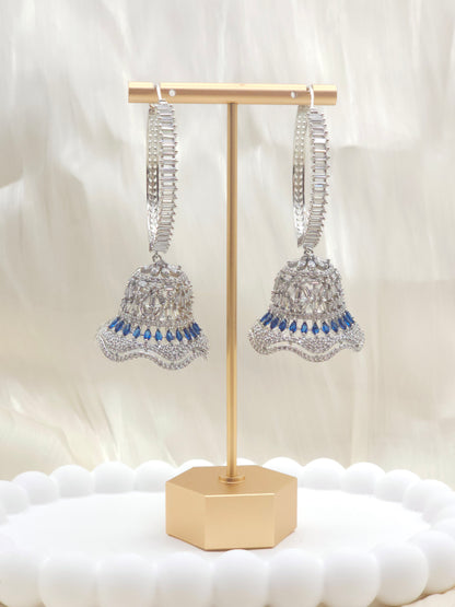 Tulip- AD Hoop Jhumka Earrings