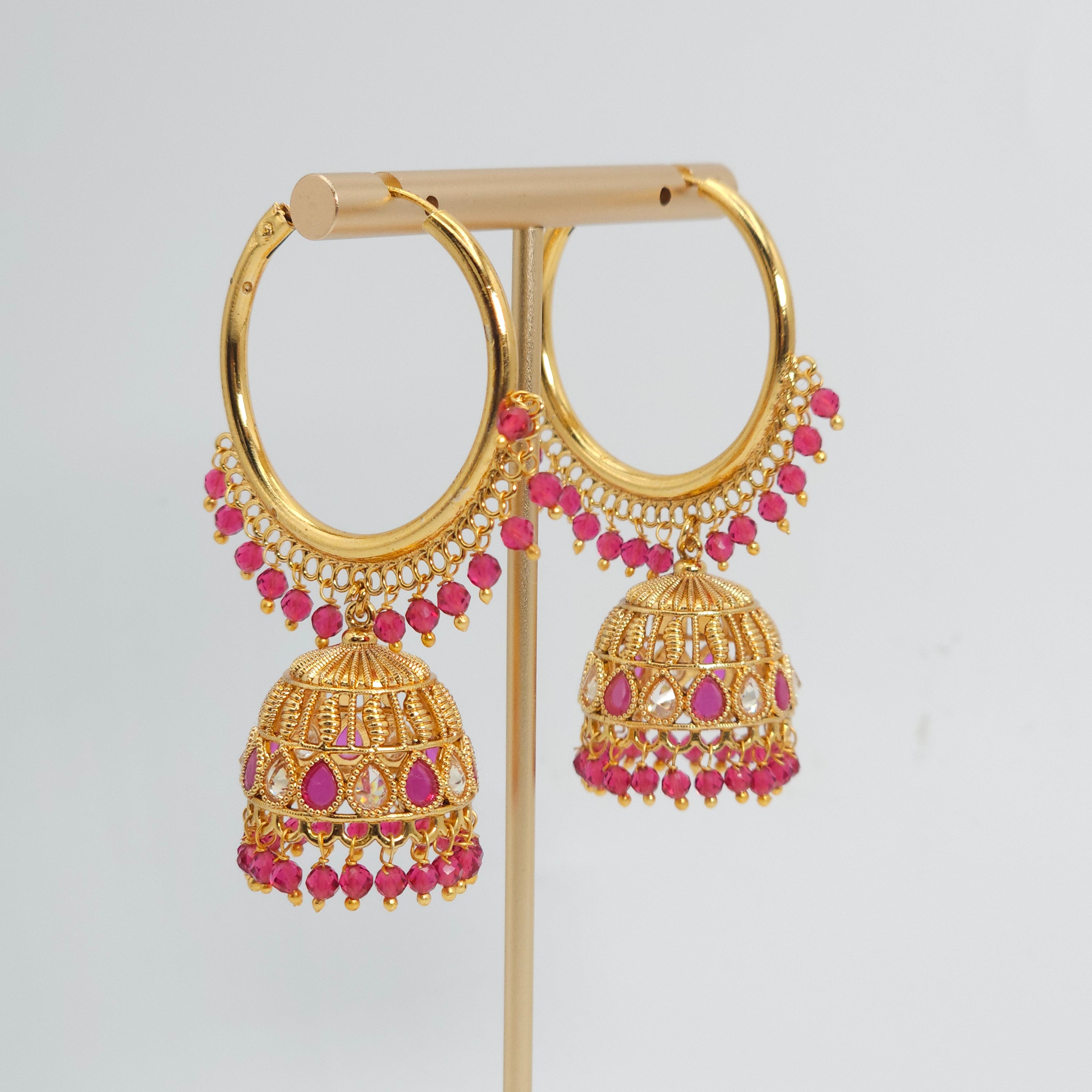 Meera Antique Gold Polki Jhumki Bali Earrings